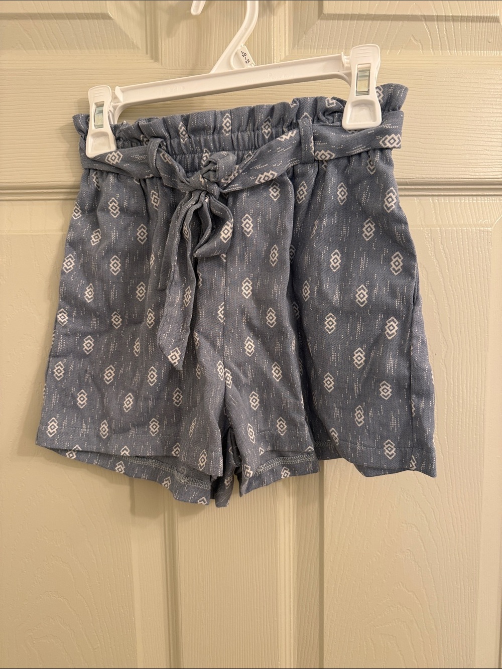 Hayden Blue Printed Paperbag Waist Shorts with Tie